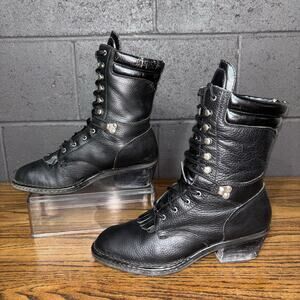 Double-H Women's 8" Opanka Packer Black Leather Western Work Boots 1086 Size 10